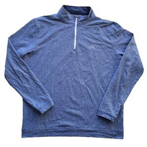 Rhoback Blue Herringbone Performance Q-Zip Pullover 1/4 Zip Golf L/S Top Mens XL